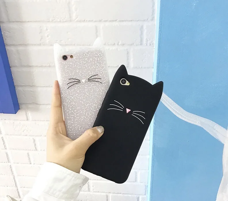 Korea Cute Cat Phone Cases for Oppo F3 Carton cat Ear Soft TPU Silicone Case For Oppo f3 A77