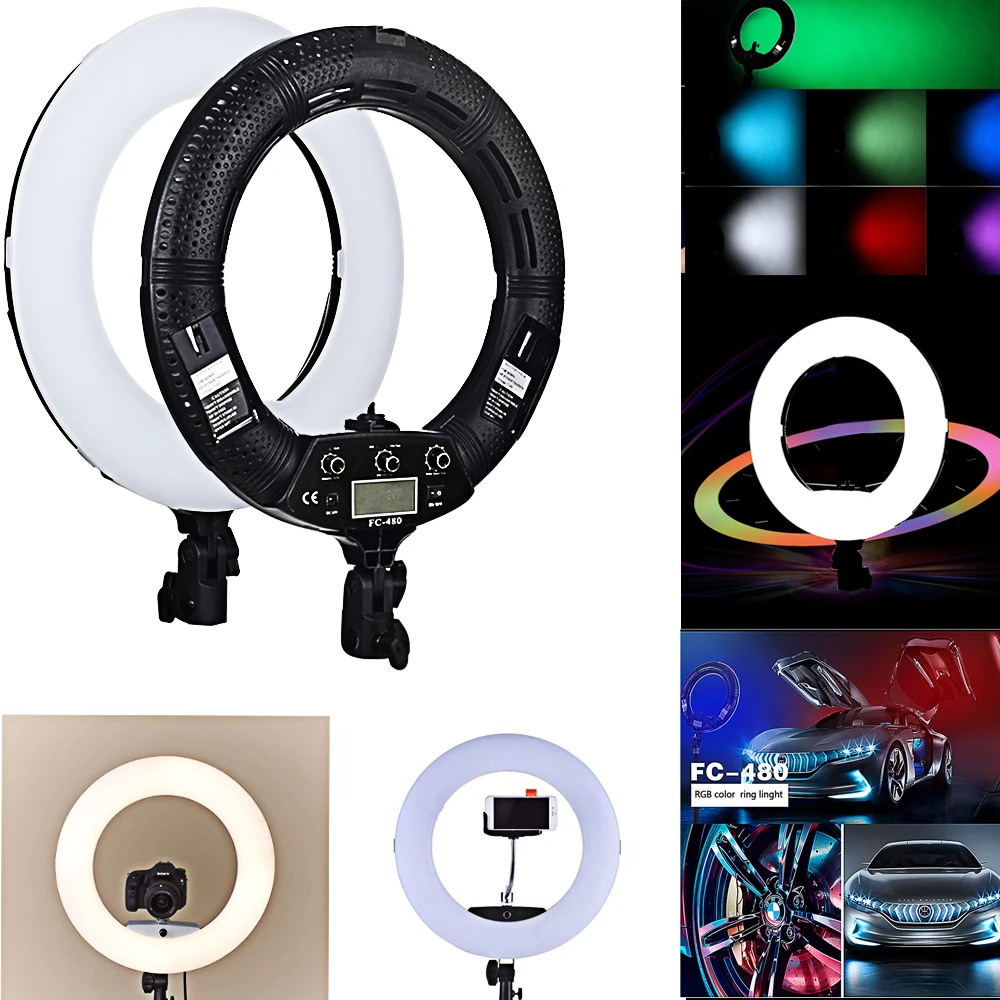  Yidoblo FC-480 RGB APP Control Ring Light LED Video Light Beauty nail skin Photography Movie Studio - 32913593275