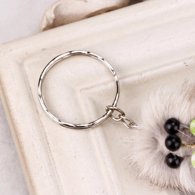 1pc Cute Fluffy Bow-knot Fox Ball Key Chain Rings Pompom Faux Fox Tail Charm Keychain Car Bag Pendant Key Ring Women Jewelry