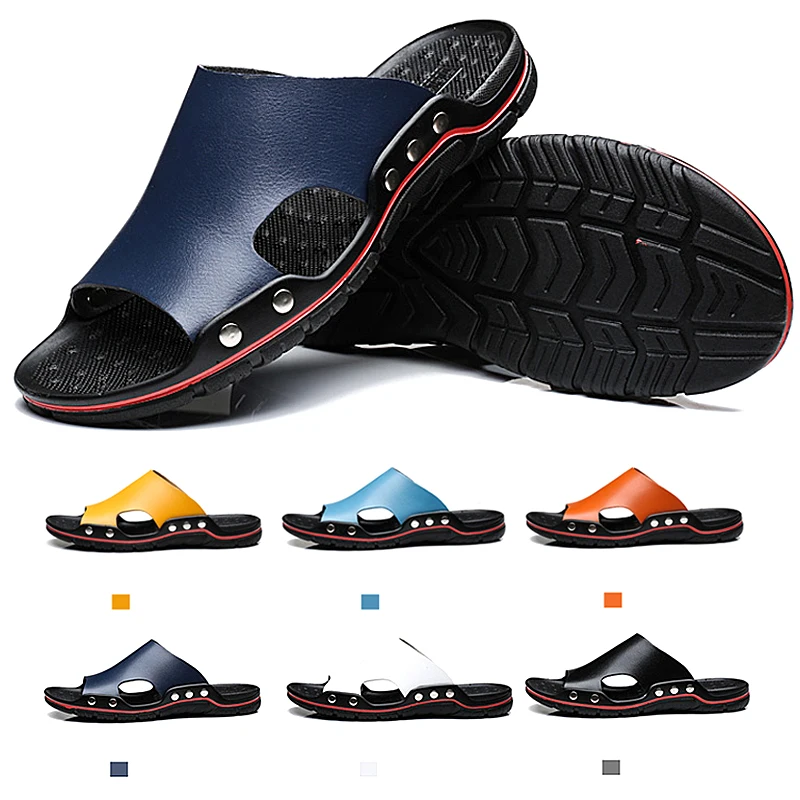 

Men Summer Flat Sandals Slippers Casual Beach Flip Flops Shoes British Leather Plus Size EU38-48 Zapatos De Chaussure Hombre