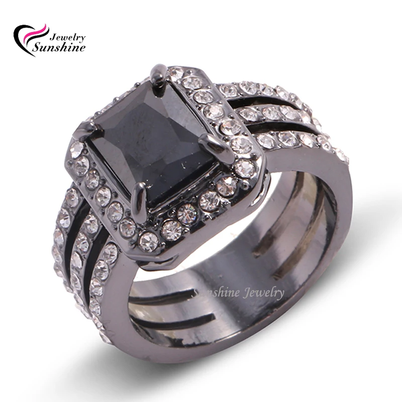 Big Promotion! New Trendy Unique Black Gold Filled Wedding Rings Fine Jewelry Women’s Party Ring