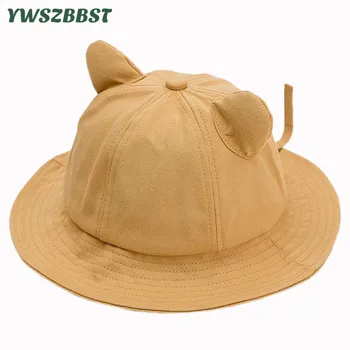 

New Fashion Summer Baby Sun Hat Solid Color Cute Ear Girls Sun Cap Kids Fisherman Hat Baby Bucket Cap Boys Sunscreen Cap