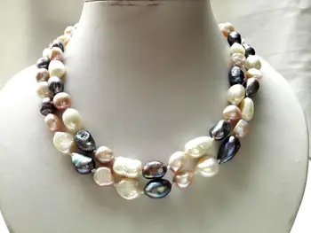 

2 strands baroque freeform nugget freshwater pearl necklace 9-10mm 5.27
