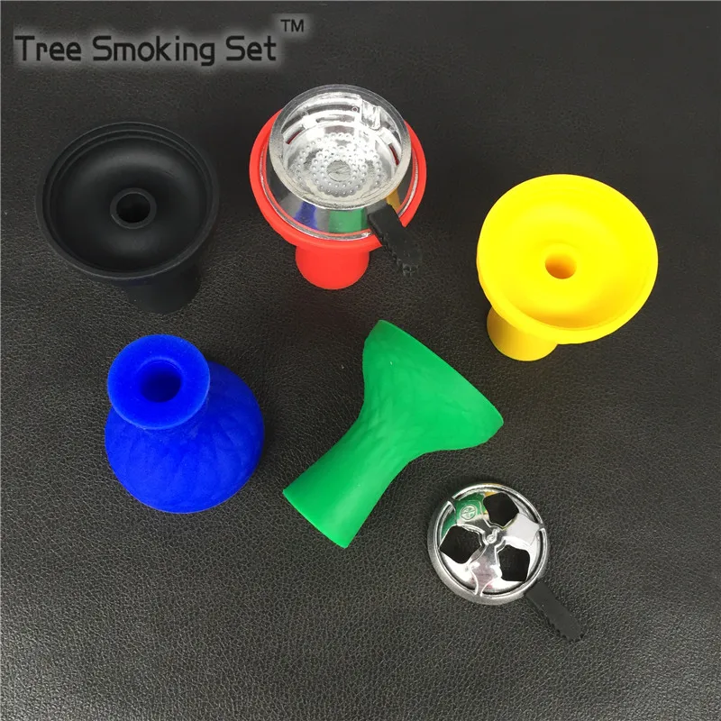 

Hookah Shisha Charcoal Bowl Lotus With Silicone Bowl Water Smoking one pcs bowl and one pcs charcoal horder Burner Accessories