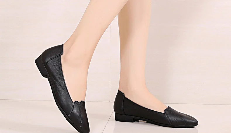 MUYANG/Женская обувь большого размера женские туфли из натуральной кожи на плоской подошве г. Балетки на плоской подошве, Повседневная рабочая обувь женская обувь на плоской подошве, большие размеры 35-43
