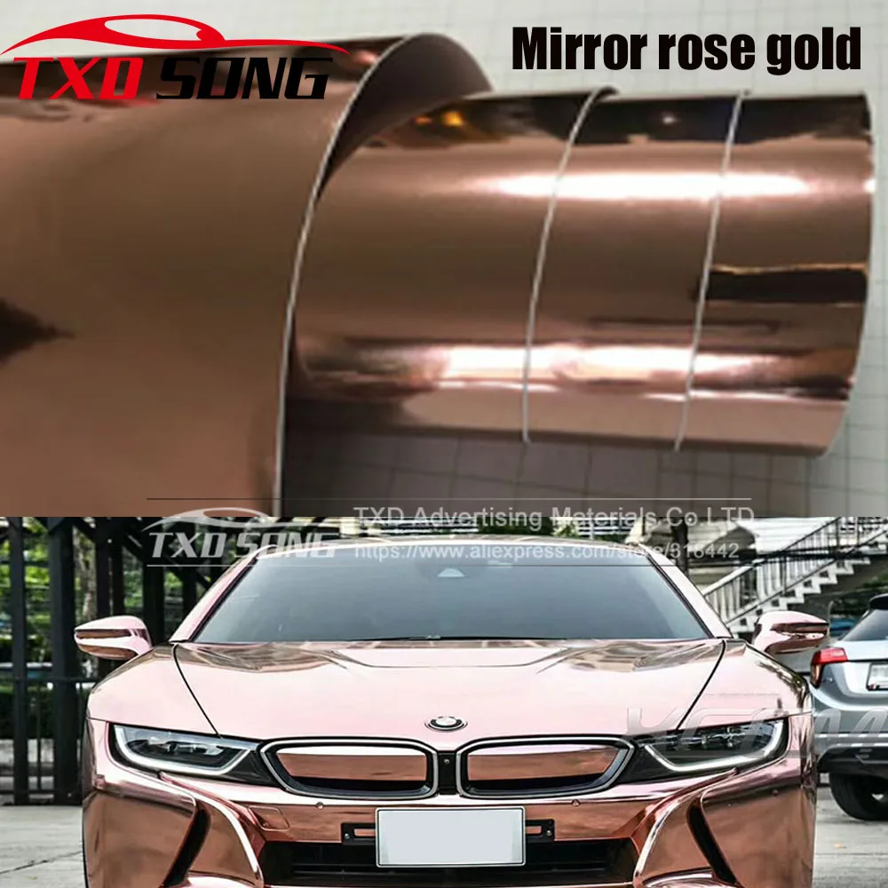 

The newest High stretchable mirror rose gold Chrome Mirror flexible Vinyl Wrap Sheet Roll Film Car Sticker Decal Sheet