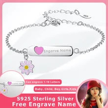 FOREWE 925 серебряный браслет на заказ Начальная гравировка именной браслет для девочек Дети регулируемые ювелирные изделия подарок