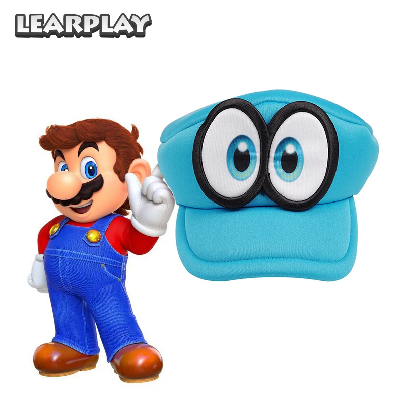

Game Super Mario Run Cappy eyes Cosplay Hats Super brothers Sponge Soft Adults Kids hats Red Blue for Child Gfits