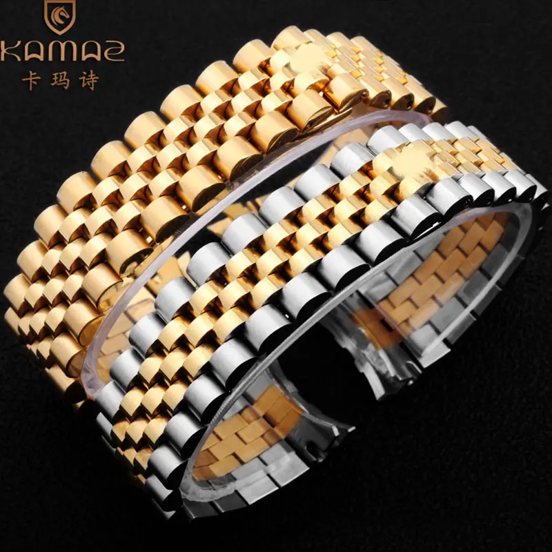 

Stainless steel watchband Sunday series wristwatch bracelet accessories 13mm 17mm 20mm Gold men's business watch
