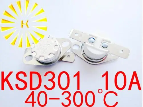 

KSD301 10A 40-300 degree Ceramic 250V Normally Closed/Open Temperature Switch Thermostat Resistor x 100PCS