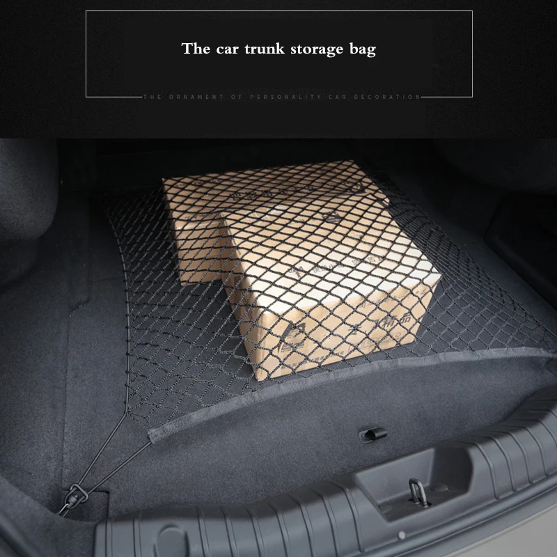 Car Trunk Nets Nylon Luggage Mesh Storage Organizer Bag 4 Hooks Car