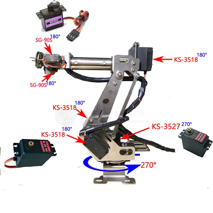 Держатель из алюминиевого сплава CNC 6DOF вращающийся Роботизированная рука от китайского производителя 6-asix ABB промышленный робот модель подарок arduino UNO r3+ servo удлинитель для головок