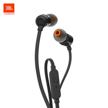 JBL T110 наушники плотно прилегающие к уху, динамический спортивные музыкой чистый HIFI Басс стерео звуковая гарнитура 1-кнопочный пульт С микрофоном для смартфонов