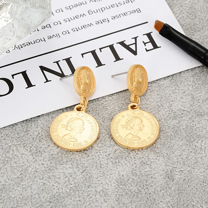 

ZHINI New women's fashion earrings Portrait Retro Punk style Women's earrings New alloy production high quality jewelry