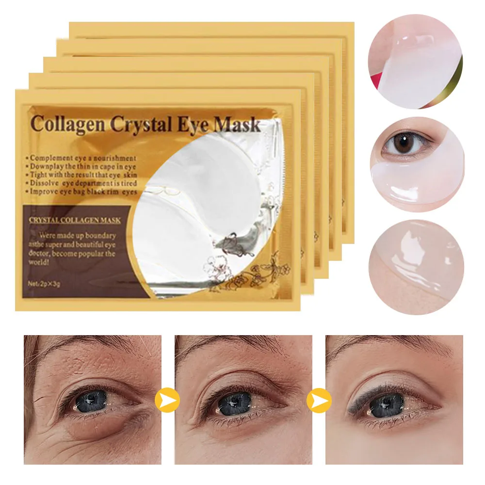 

Natural Crystal Collagen Eye Masks 5Pairs Moisture Patch Dark Circles Anti-Aging Anti-Puffiness Anti-Wrinkle Treatment Face Care