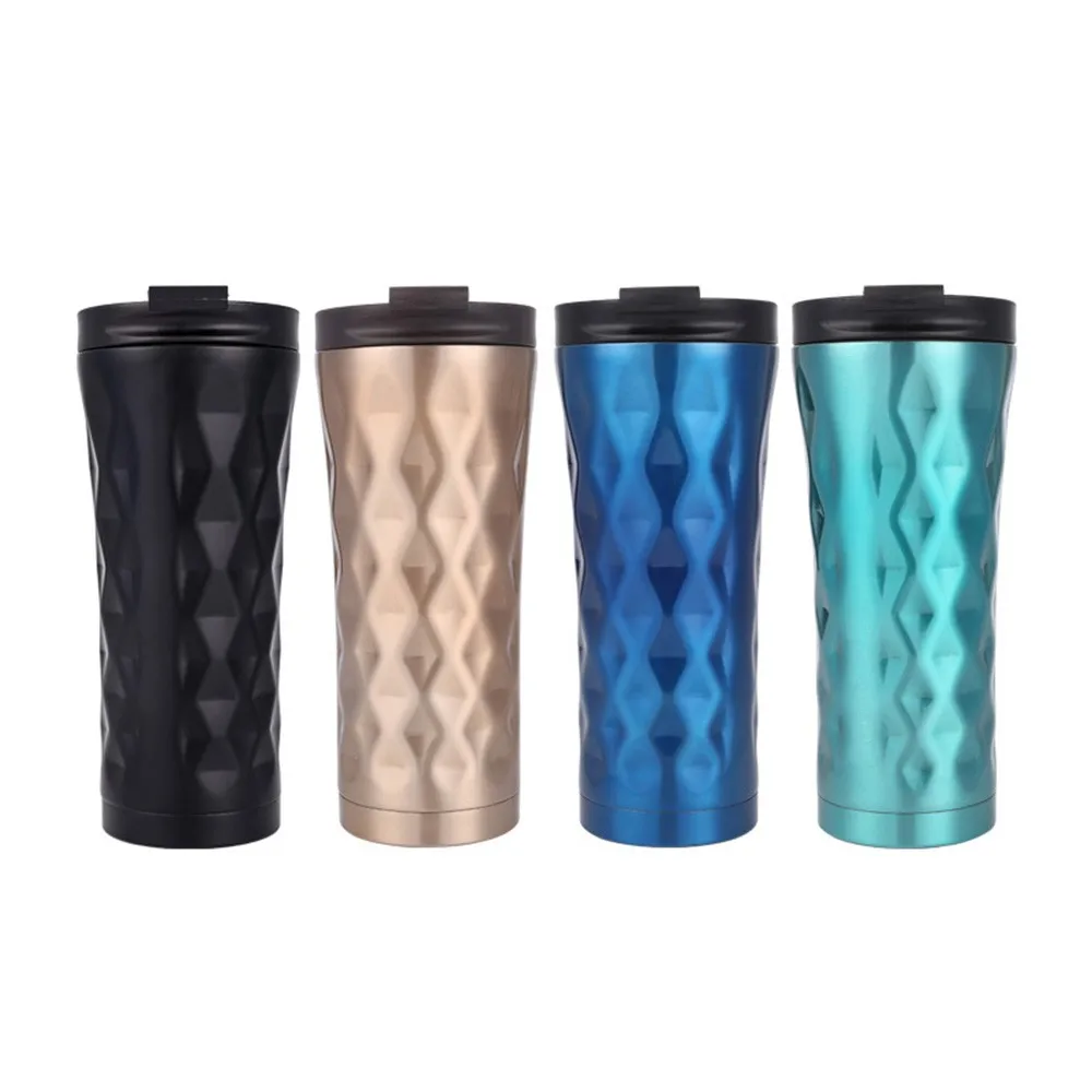 

Thermos Bottle Design With Straw Stainless Steel Vacuum Creative Business Coffee Mug With Irregular Shape L521