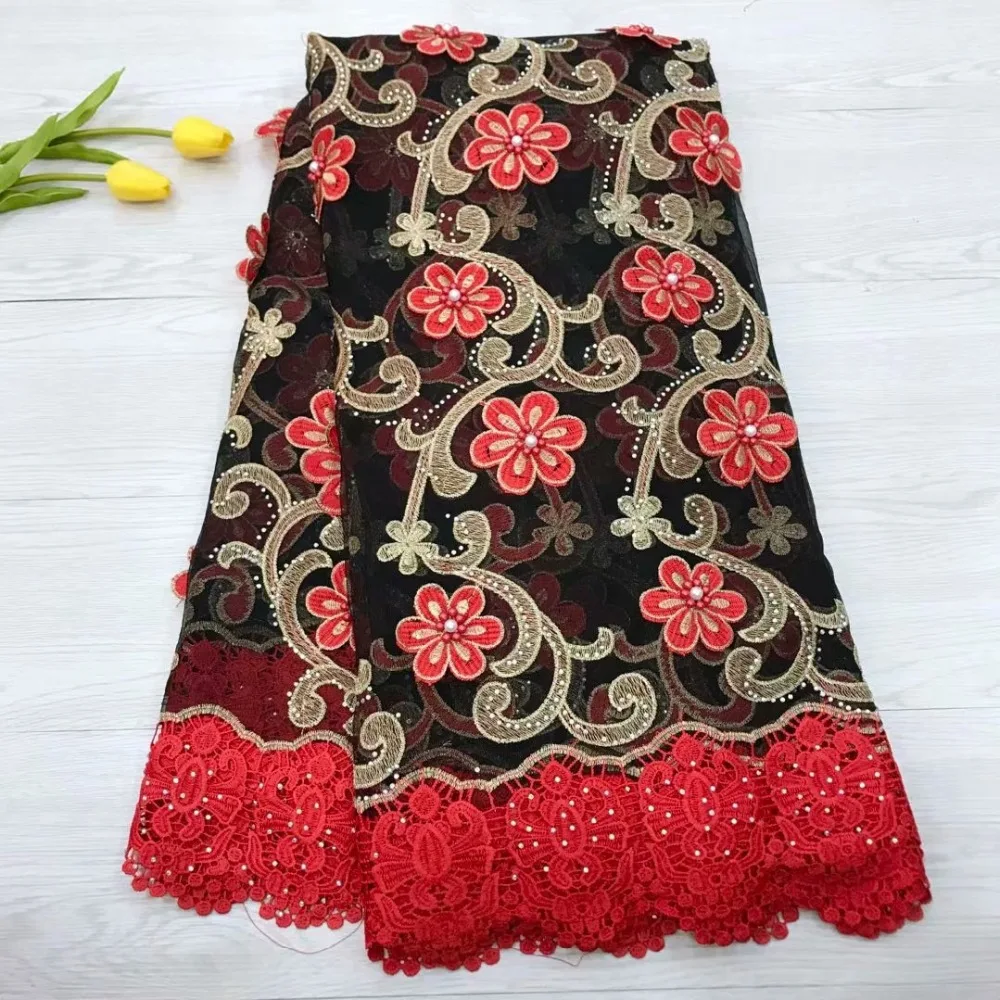 

Bridal Lace Fabric High Quality African Beades Lace Fabric Embdroidery Lace Fabric for 5yards