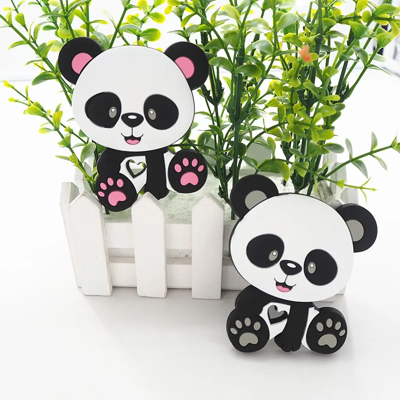 

Chenkai 10pcs Silicone Panda Bear Teether DIY Baby Chewing Pendant Nursing Sensory Teething Pacifier Dummy Jewelry Animal Toy