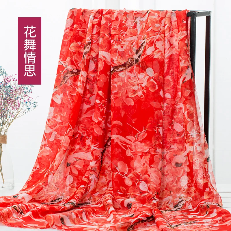 150 см* 50 см Цветочная шифоновая ткань с рисунком модная ткань для платья юбки вечерние декораторы летнее платье ткань пэчворк материал