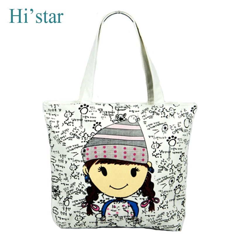 Women Handbag Canvas Beach Bag Stripe Female Printing Tote Shoulder Bags Shopping Big Bags ...