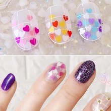 1 коробка ультра-тонкий смешанный цвет гвоздь в форме сердца блестки советы хлопья розовый фиолетовый Красочный Блеск Блестки Дизайн ногтей маникюр