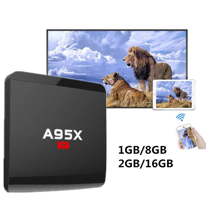 

A95X R1 Android 7.1 Smart TV Box Amlogic S905W 4K H.265 2.4GHz Set-Top Box 1G/8G 2G/16G Smart Media Player DLNA Miracast