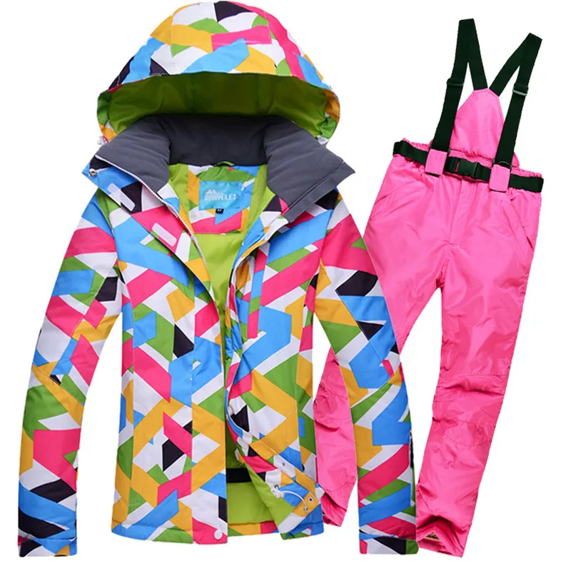 

2019 Winter Snow jacket Women Ski Suit Skiing Jacket Pants Windproof Waterproof Colorful Clothes Snowboard Set Female Skiing Set