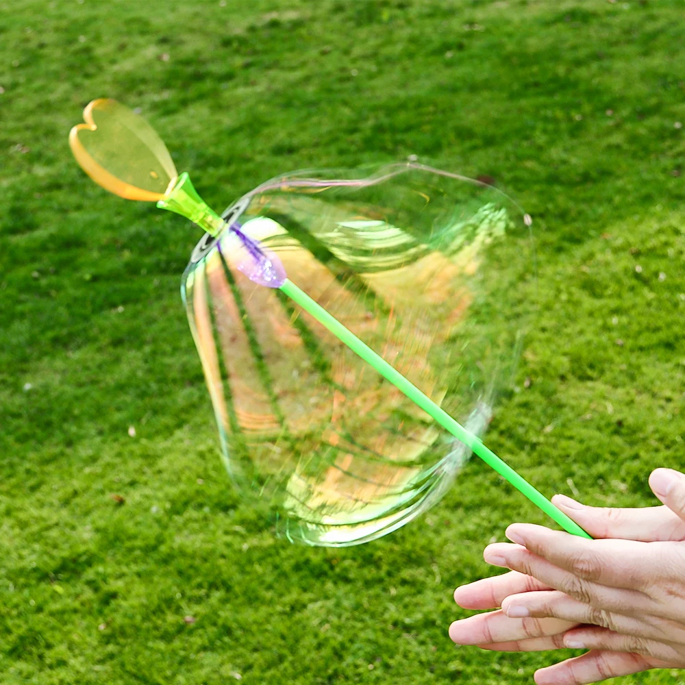 Enjoybay Funny Soap Bubble Colorful Shook Stick Variety Twist Ribbon Toy Bubble Flower Magic Wand with LED Outdoor Toys for Kids