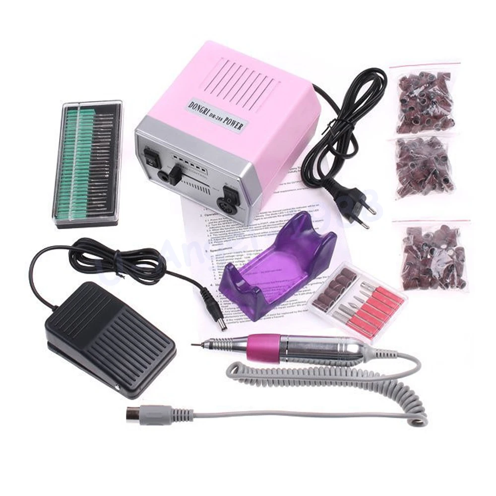 

Free Shipping New 220V Electric Nail art Drill Machine DR288 30x Drill Bits Kits 300x Sanding Bands Nail Tools