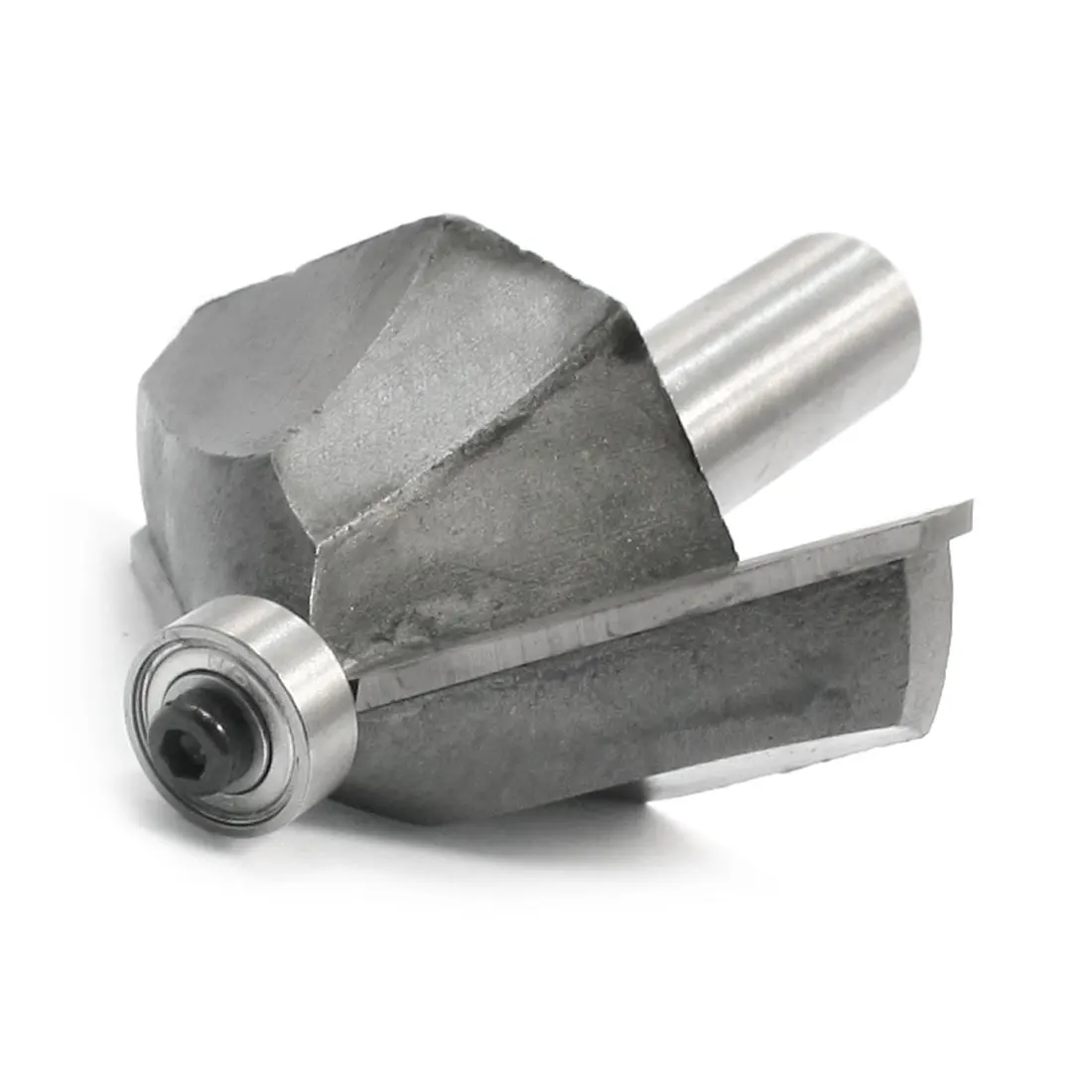 

Straight Shank 45 Degree Silver Tone Metal Chamfer Router Bit Wood Cutting Tool 1/2" X 1-1/4