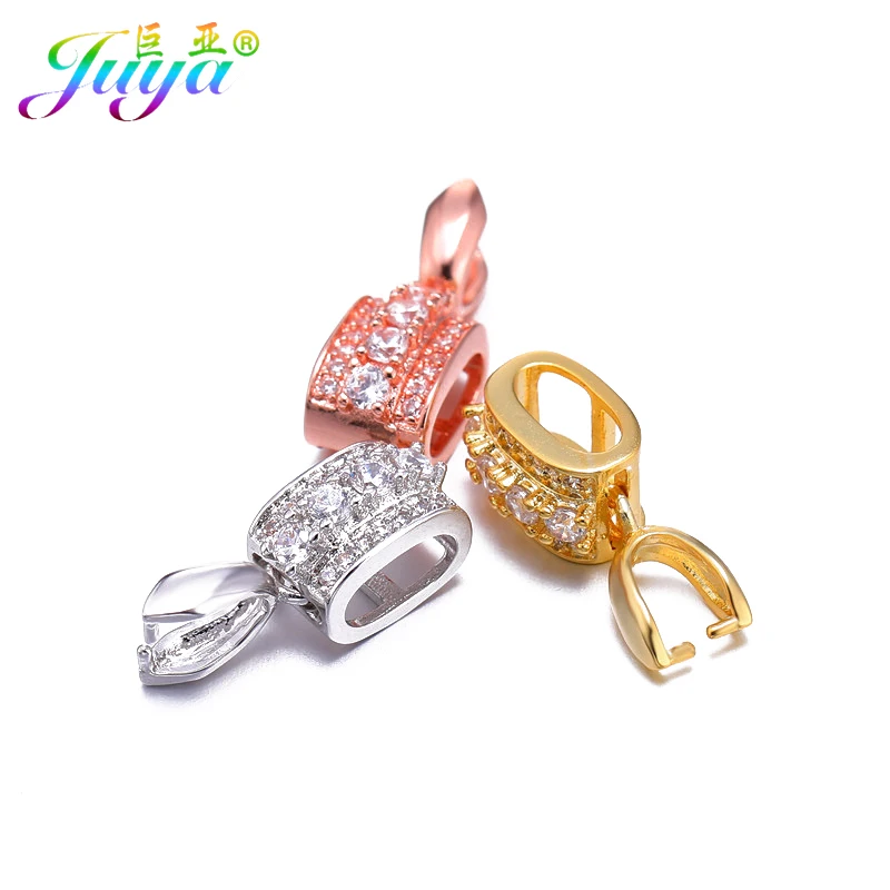 

Juya DIY Jewelry Findings DIY Clamp Clasp Pinch Clip Bails Hooks Accessories For Women Crystals Pearls Agate Jade Jewelry Making