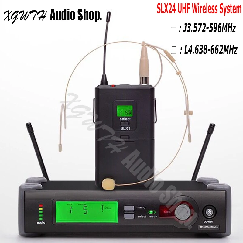 

SLX SLX24 Professional UHF Wireless Microphone System Cardioid Cordless Headset Lapel Lavalier Mic for Stage Karaoke DJ
