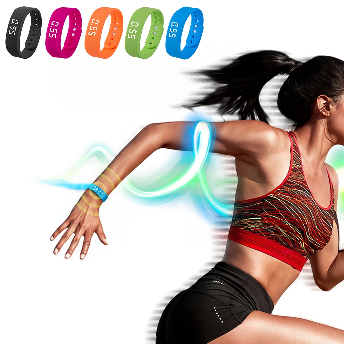 

3D T5 LED Pedometers Smart Wristbands Watch Children Display Sports Gauge Fitness Bracelet Pedometers Smart Step Tracker