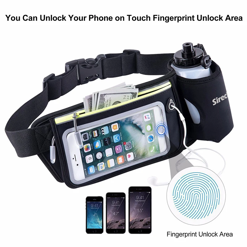 Sireck Running Waist Bag Sports Running Hydration Belt 6.0'' Touchscreen Waterproof Phone Bag Sport Gym Fitness Trail Run Bag