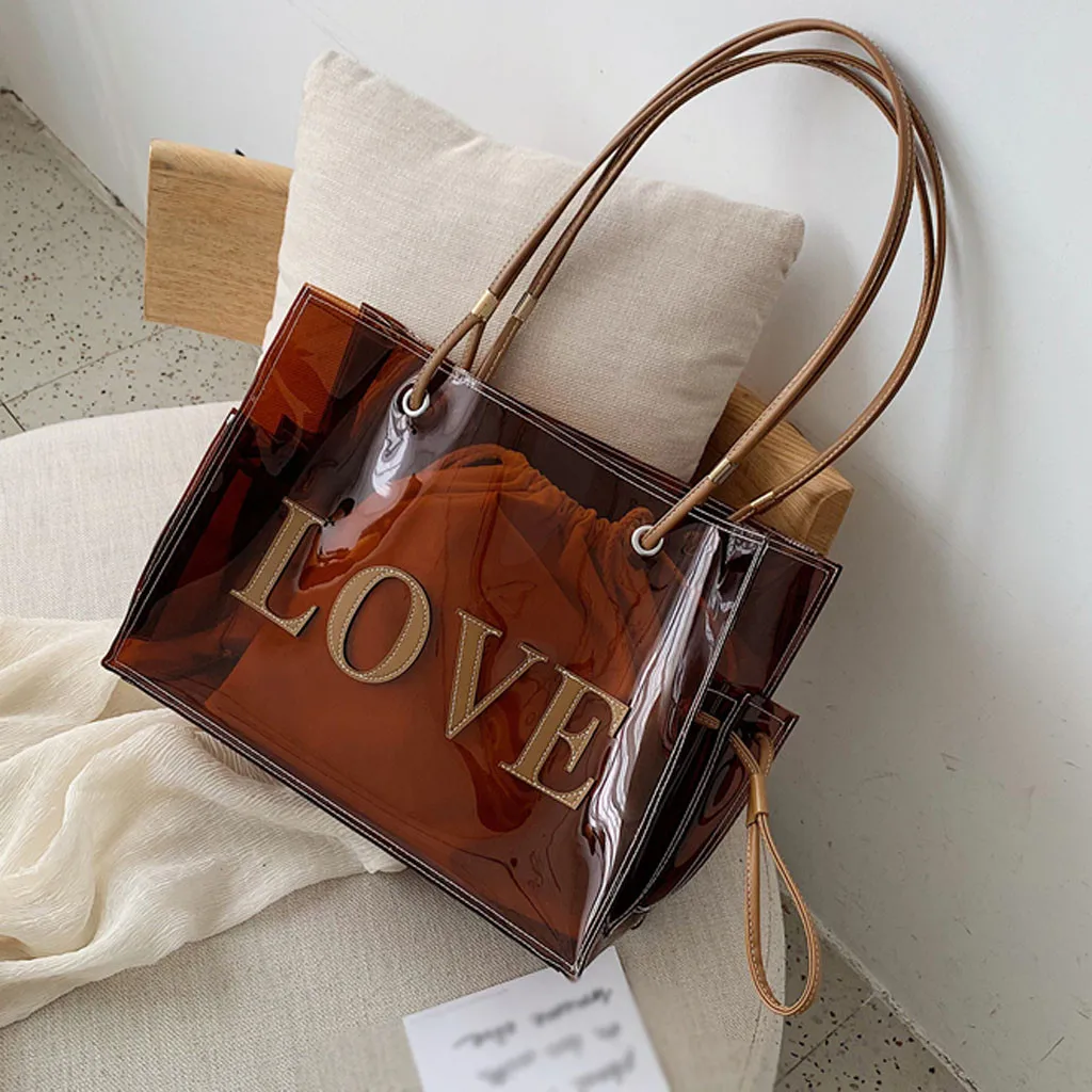 Мода Большой Ёмкость Сумки из натуральной кожи Для женщин сумка для работы красно-коричневый сумка прозрачный желе большой сумки-шопперы для женщин#38