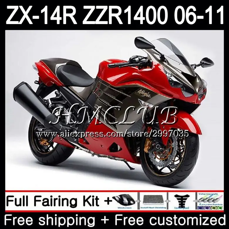 

Kit Stock red blk For KAWASAKI NINJA ZX 14R 2006 2007 2008 2009 2010 2011 68HC.4 ZX-14R ZZR1400 ZX14R 06 07 08 09 10 11 Fairing