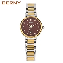Diamond Watch Crystal Ladies Watch the Best Luxury Brand BERNY Cheap Womens Megire Watches Luxury 2017 in Silver Rose Gold 2759L