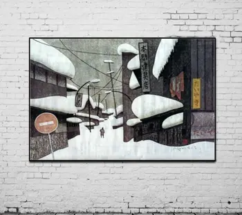 

hand painted famous artist wall art Japan style abstract pop art oil painting on canvas Snow in the Japanese countryside