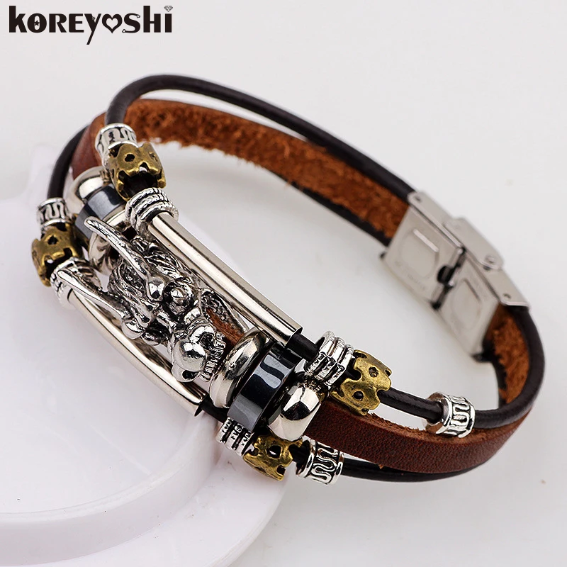 Detail Feedback Questions About Bracelet Men Accessoires Homme 2018 Detail Feedback Questions About Bracelet Men Accessoires Homme 2018 Tibetan Silver Leather Fashion Male Vintage Parataxis Dragon Multilayer