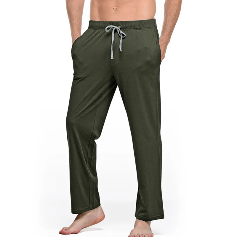 

KalvonFu New Design Men's Cotton Causal Elastic Waistband Home Sweatpant With Pockets Men Sleep Bottom