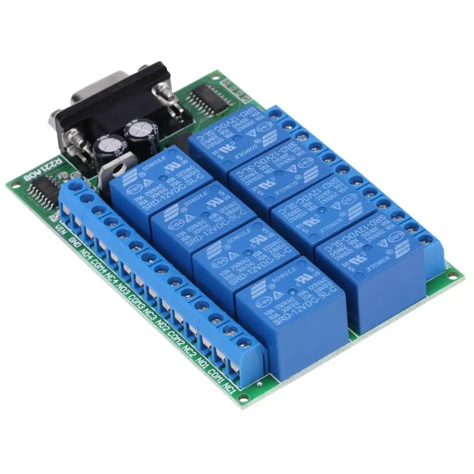 

1pcs 8 channel relay module DB9 RS 232 Relay Module Remote Control Switch Smart Home industrial control power supply