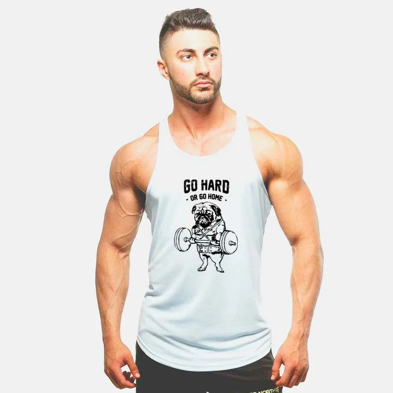 Gymwear Фитнес Мужская Модная рубашка мужской жилет тренировочная одежда для мужчин хлопок Мужская s Бодибилдинг Стрингер повседневная спортивная одежда - Цвет: 24  White