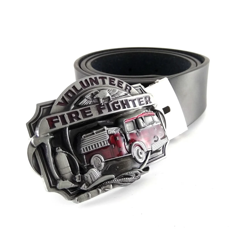 Mens fashion belts firefighters Fire truck belt buckle mens big buckle