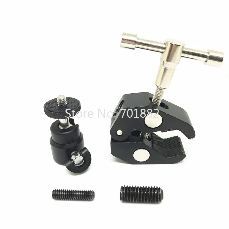 Jadkinsta 4in1 Crab Pliers Clip Super Clamp + Swivel 14 Tripod Ballhead + Screw Adapter For DJI Ronin-M LCD Monitor (5)
