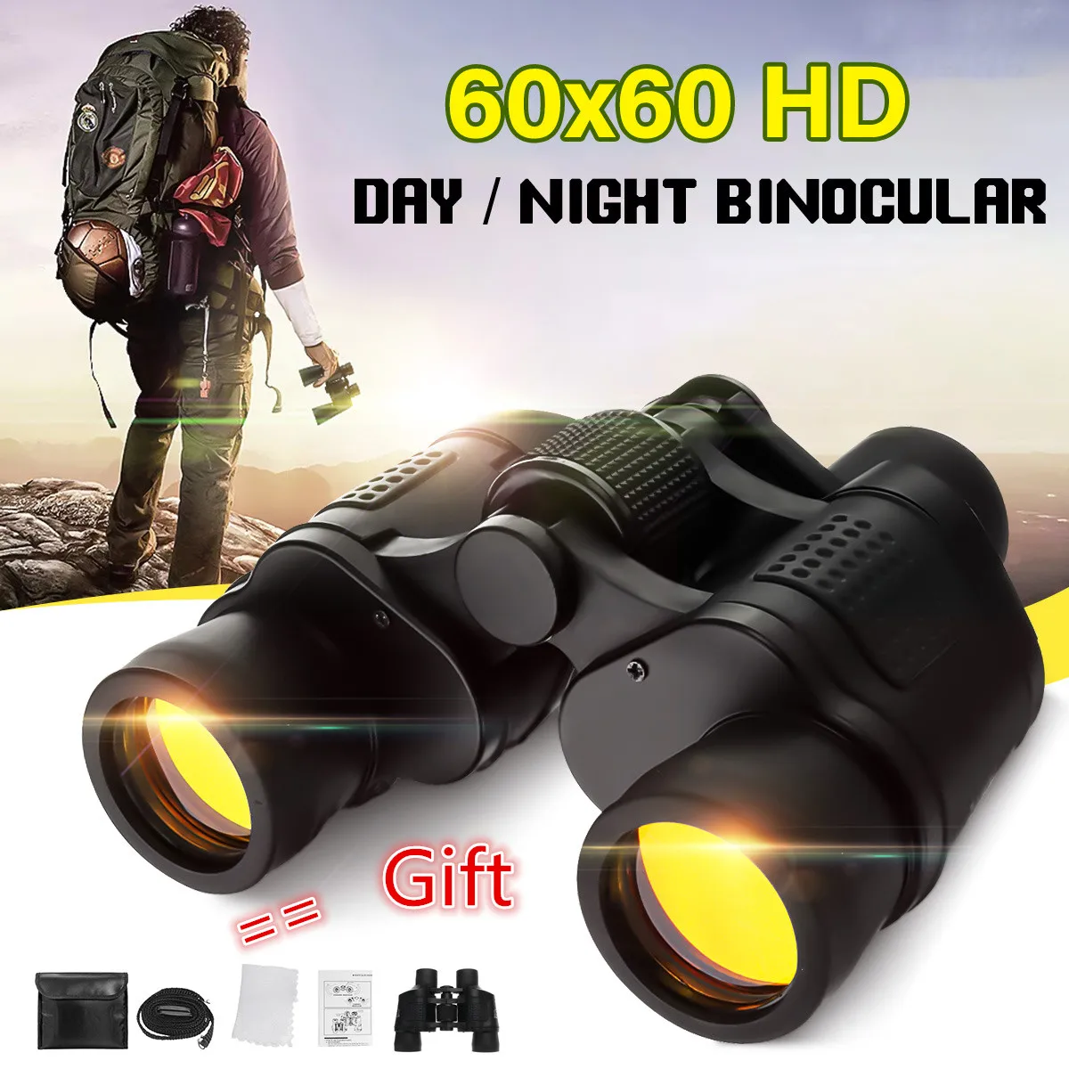 

SGODDE 60x60 3000M Fixed Zoom Night Vision High Definition Hunting Binoculars Telescope HD Waterproof For Outdoor Hunting
