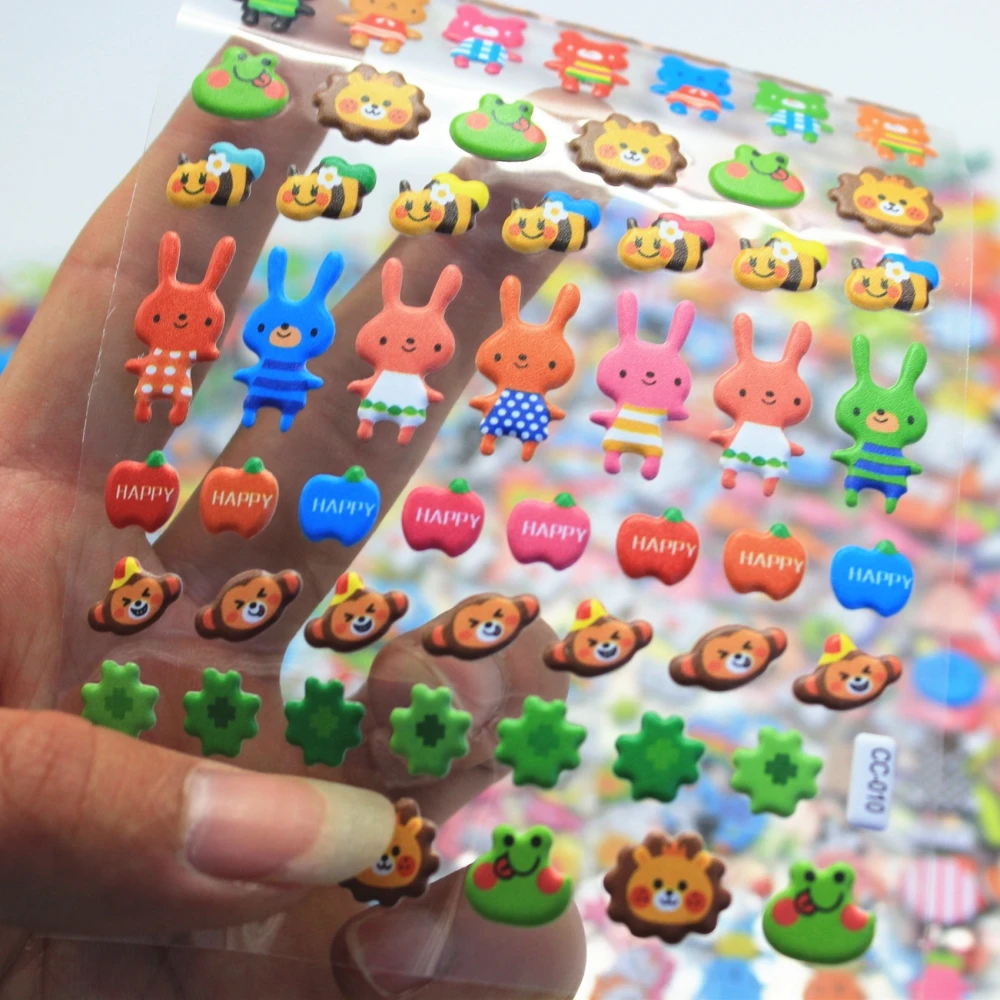 1Sheet Cute little animal Diary Decoration Kids Stickers 3D PET Korean version of the bubble