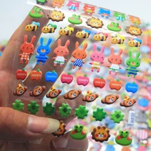 1Sheet Cute little animal Diary Decoration Kids Stickers 3D PET Korean version of the bubble