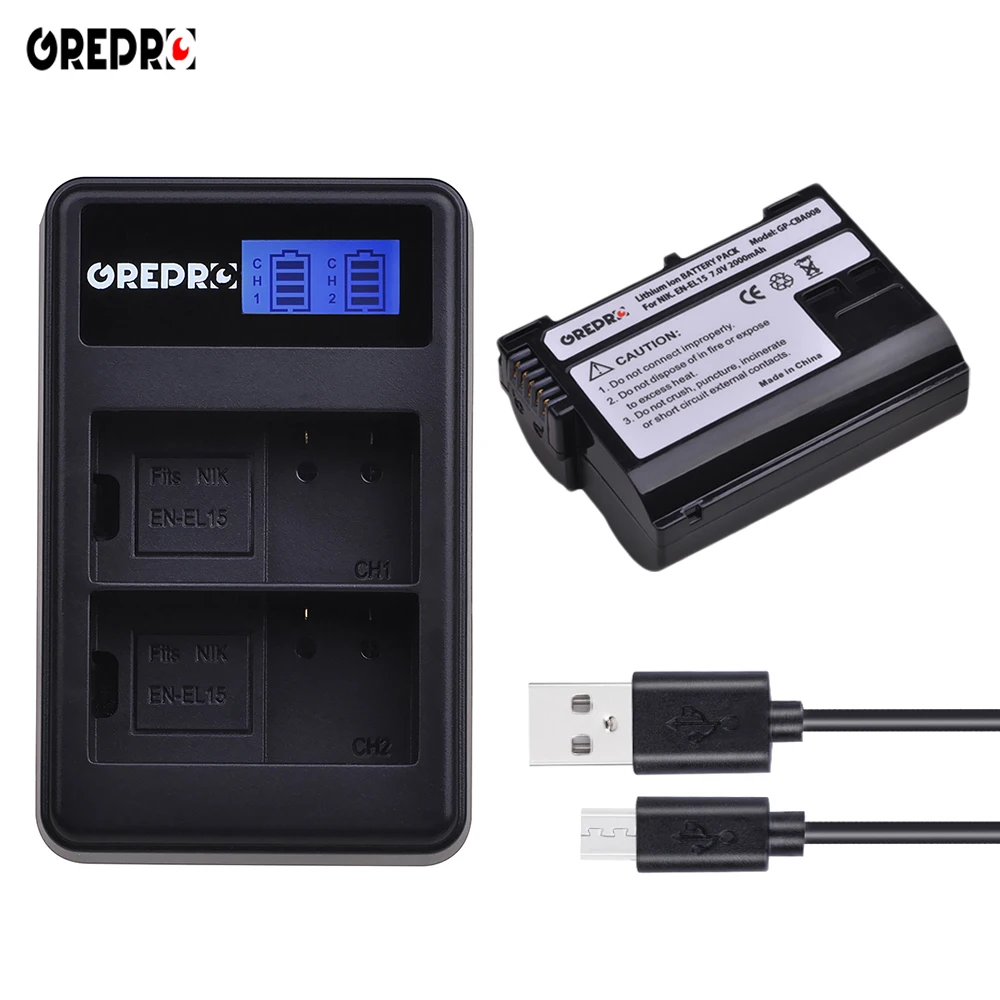 

1x EN-EL15 ENEL15 Battery EN-EL15A ENEL15A Camera battery+LCD Charger for Nikon D800 D800E D810 D600 D610 D600E D7000 D7100 d750