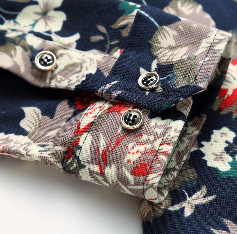 New Arrivals Mens Floral Print Shirt Plus Size Long Sleeve Casual Nightclub Overalls