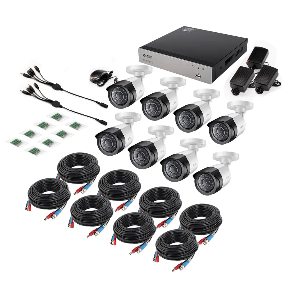ZOSI HD TVI 8CH 1080P Комплекты систем безопасности с 8 * 2.0MP дневным ночным видением CCTV